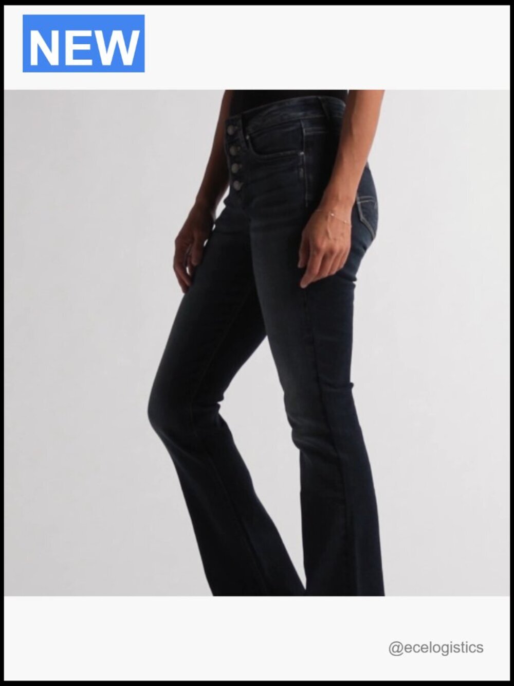 Mid Rise Curvy Fit Slim Bootcut Jeans - Stretch Denim - Picture 6 of 7